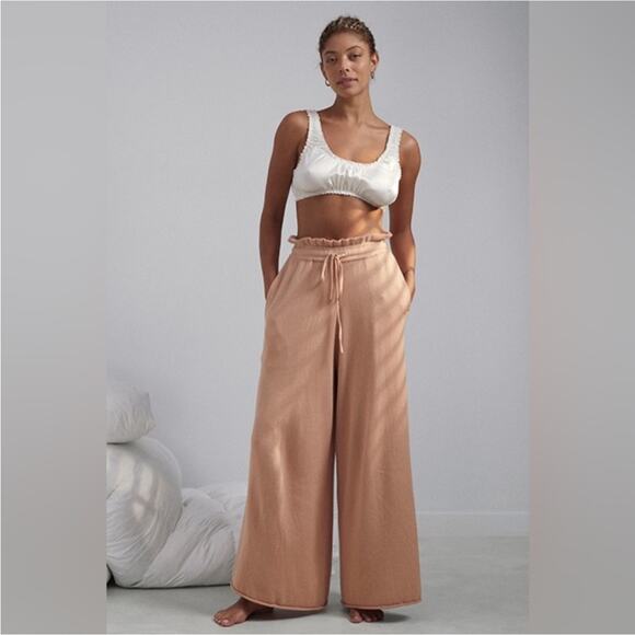 Lunya Cozy Cotton Silk Relaxed Pant Otium Tan Pink Heathered Drawstring M New - Picture 2 of 15